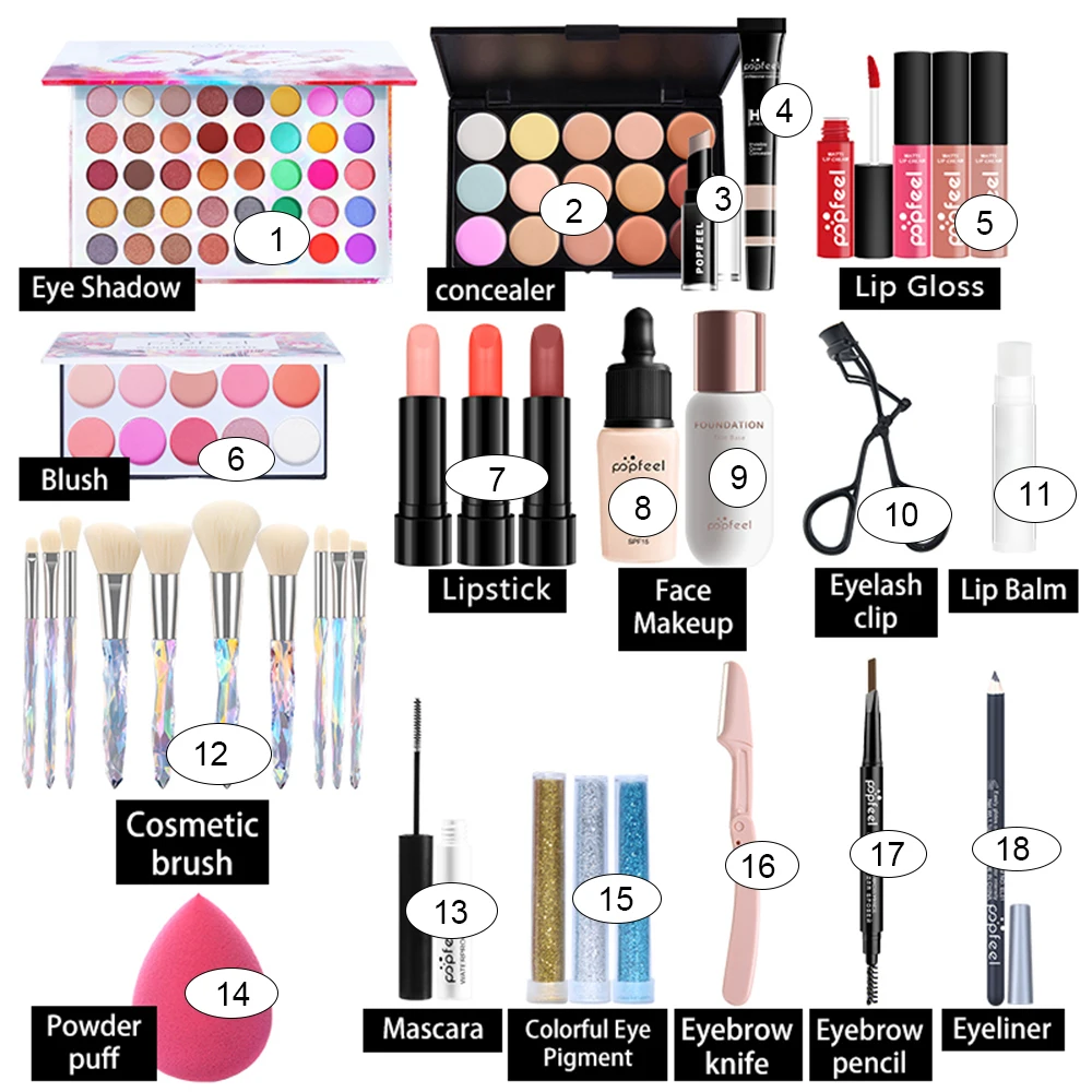 POPFEEL All In One Makeup Kit for Women Full Kit Set, All in One Makeup Sets Include Eyebrow Eyeliner Eyeshadow - Image 2
