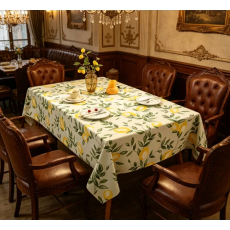 PVC Lemon Print Tablecloth Plastic Table Cover for Coffee Table Nightstand Decorative Dustproof Cloth - Image 3
