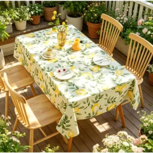 PVC Lemon Print Tablecloth Plastic Table Cover for Coffee Table Nightstand Decorative Dustproof Cloth