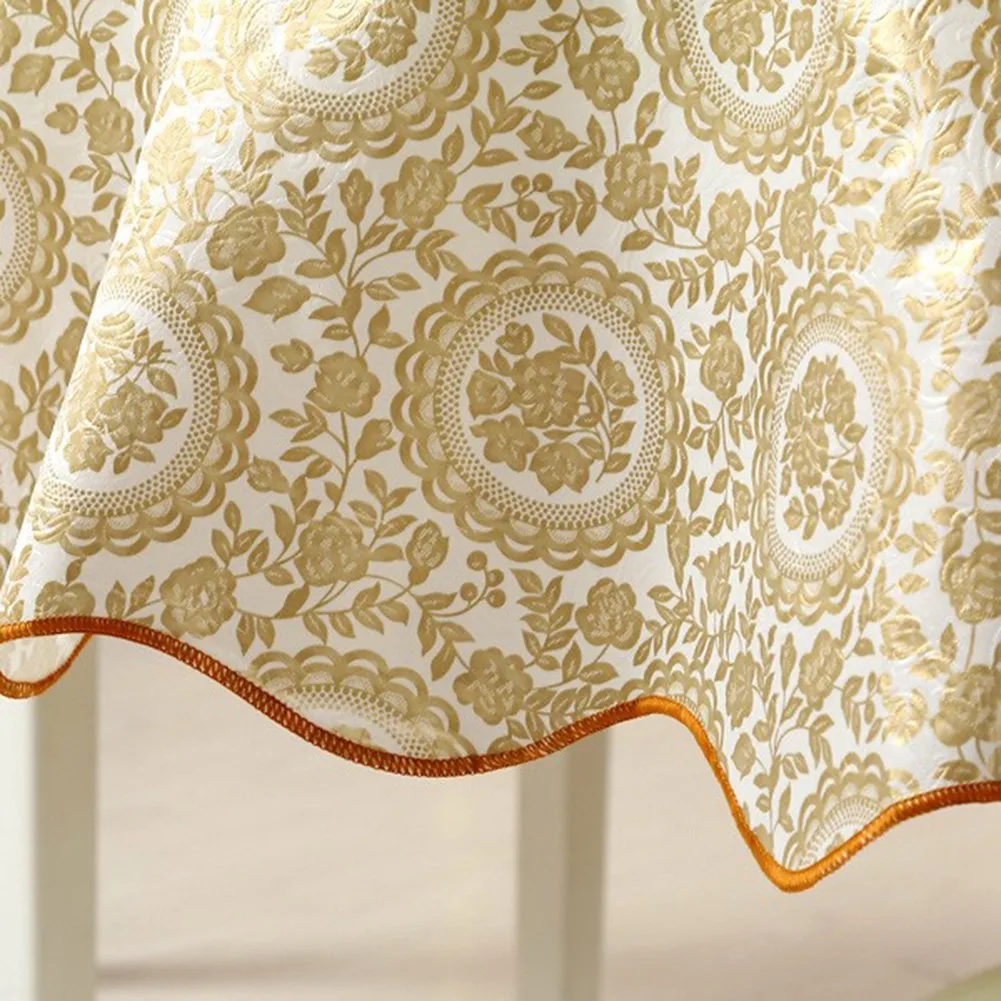 PVC Round Table Cloth For 4/6 Seaters 152cm 180cm New Year Dining Table Cover Waterproof Oilproof Floral Printed Tablecloths - Image 2