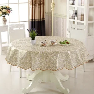 PVC Round Table Cloth For 4/6 Seaters 152cm 180cm New Year Dining Table Cover Waterproof Oilproof Floral Printed Tablecloths