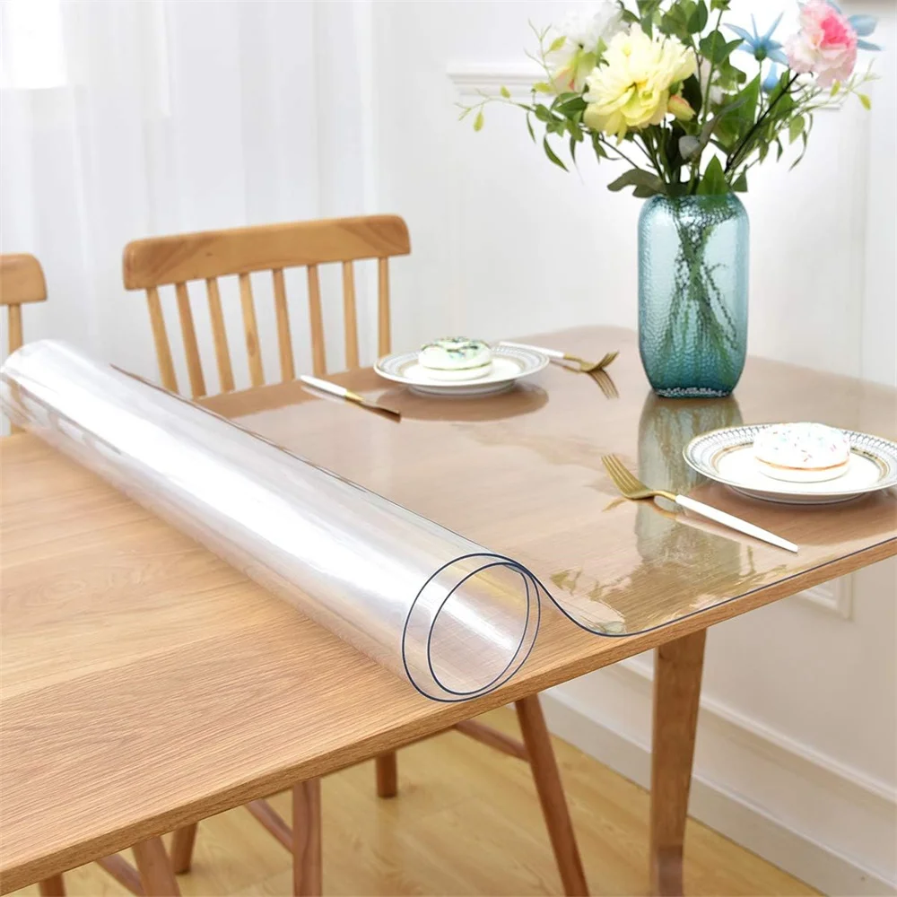 PVC Transparent Tablecloth with a Thickness, Heat-Resistant, Waterproof, and Oil Resistant Dining Table Mat, 1pc - Image 3