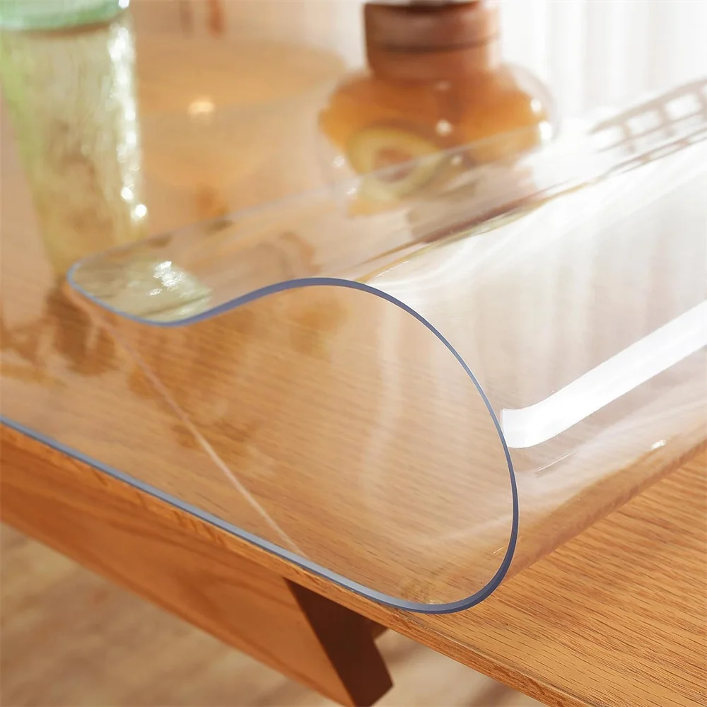 PVC Transparent Tablecloth with a Thickness, Heat-Resistant, Waterproof, and Oil Resistant Dining Table Mat, 1pc - Image 4
