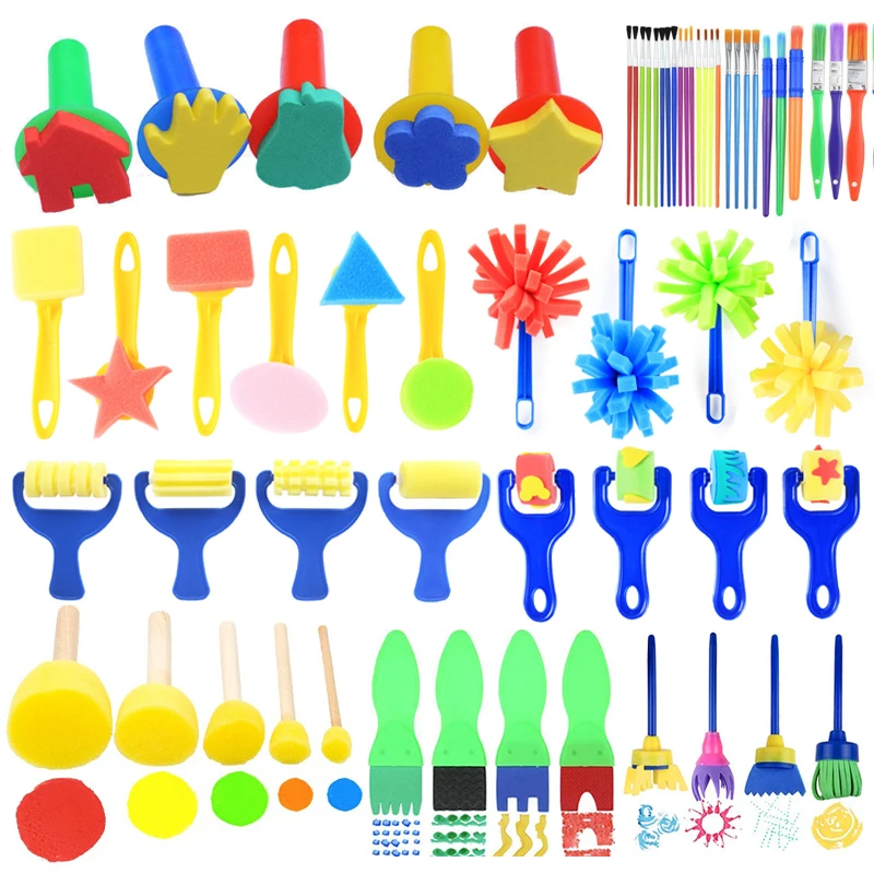 Painting Sponge Brush Set Children Drawing Toys EVA Stamp Art Rubbings Graffiti Roller Tools Early Education DIY Puzzle Toy TMZ