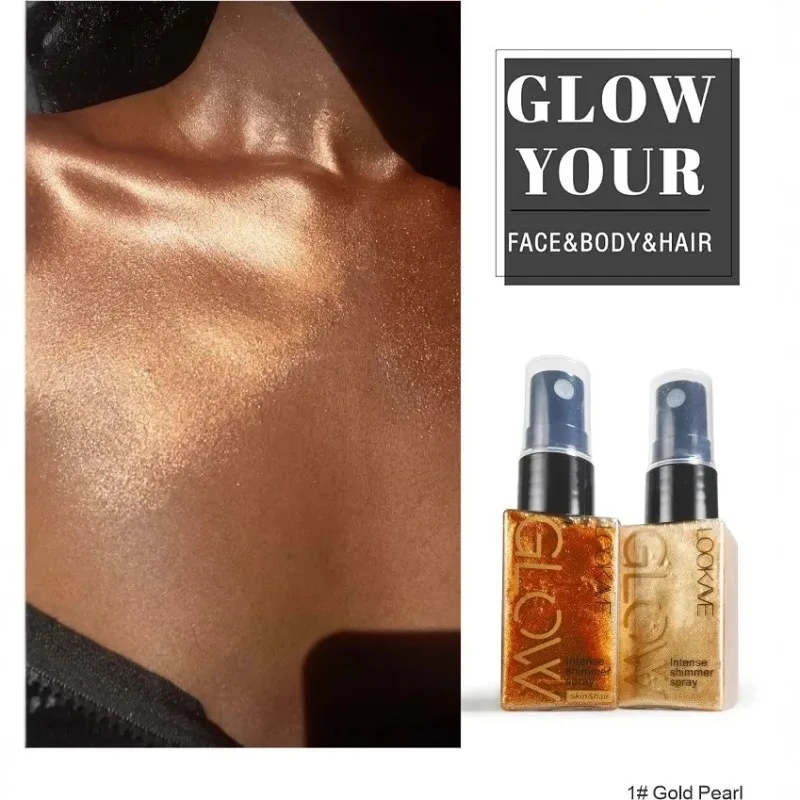 Pearlescent Glitter Spray Shimmer Oil Spray Lasting Shine Gold Bronze Contour Brighten for Face Body Sparkle Liquid Highlighter - Image 6