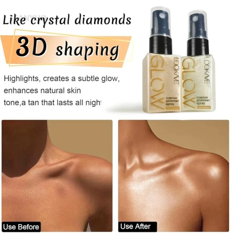 Pearlescent Glitter Spray Shimmer Oil Spray Lasting Shine Gold Bronze Contour Brighten for Face Body Sparkle Liquid Highlighter - Image 5