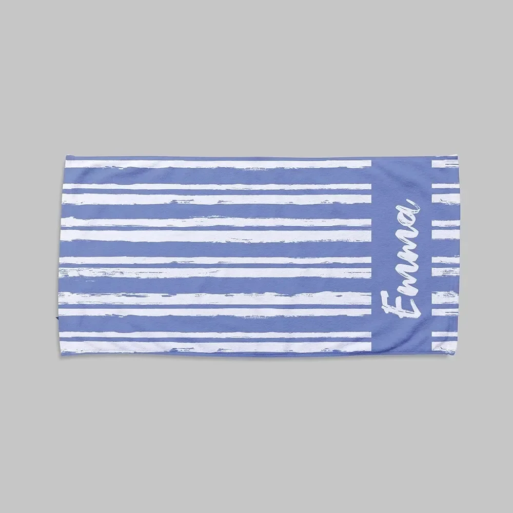 Personalized Colorful Beach Towel Name Font Bath Towel Stripe Swimming Pool Name Towel Vibes Summer Favors - Image 2