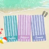 Personalized Colorful Beach Towel Name Font Bath Towel Stripe Swimming Pool Name Towel Vibes Summer Favors