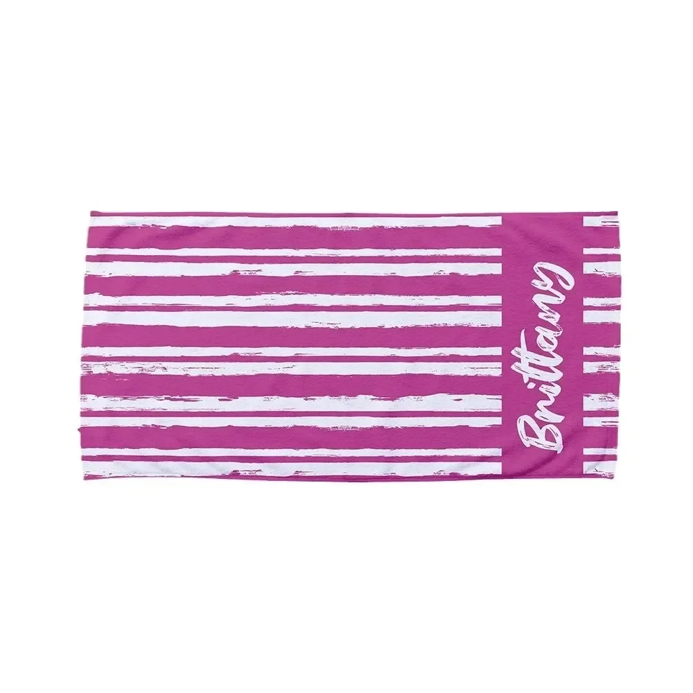 Personalized Colorful Beach Towel Name Font Bath Towel Stripe Swimming Pool Name Towel Vibes Summer Favors - Image 5