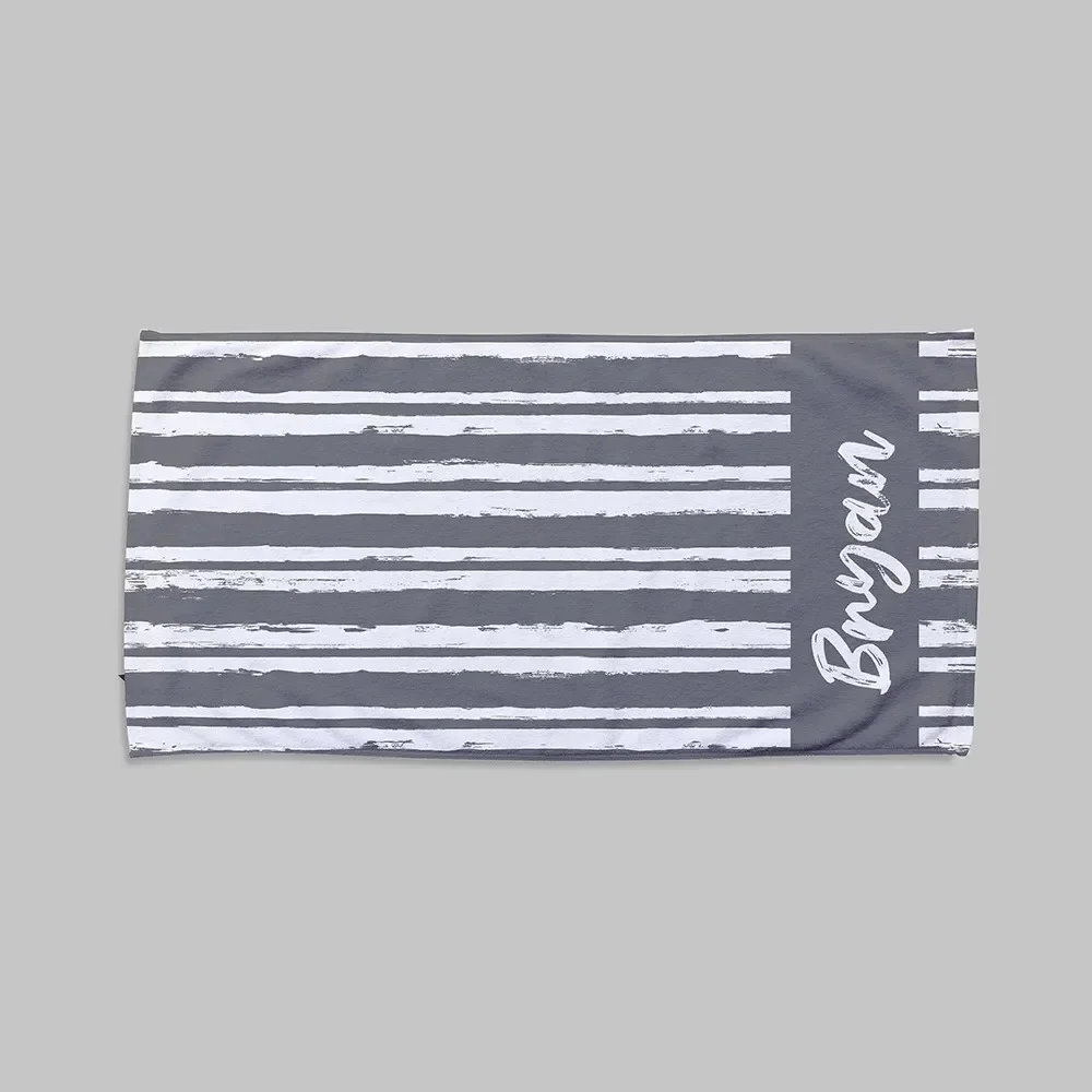 Personalized Colorful Beach Towel Name Font Bath Towel Stripe Swimming Pool Name Towel Vibes Summer Favors - Image 3