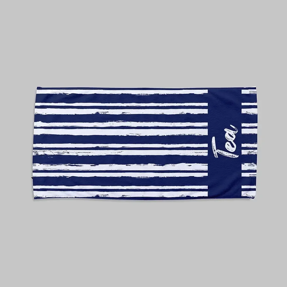 Personalized Colorful Beach Towel Name Font Bath Towel Stripe Swimming Pool Name Towel Vibes Summer Favors - Image 6