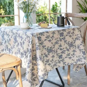 Polyester Linen Lace Edge Tablecloth, Rectangular Tassels Dust-Proof Table Cover,for Party Kitchen Dinning Table Home Decor