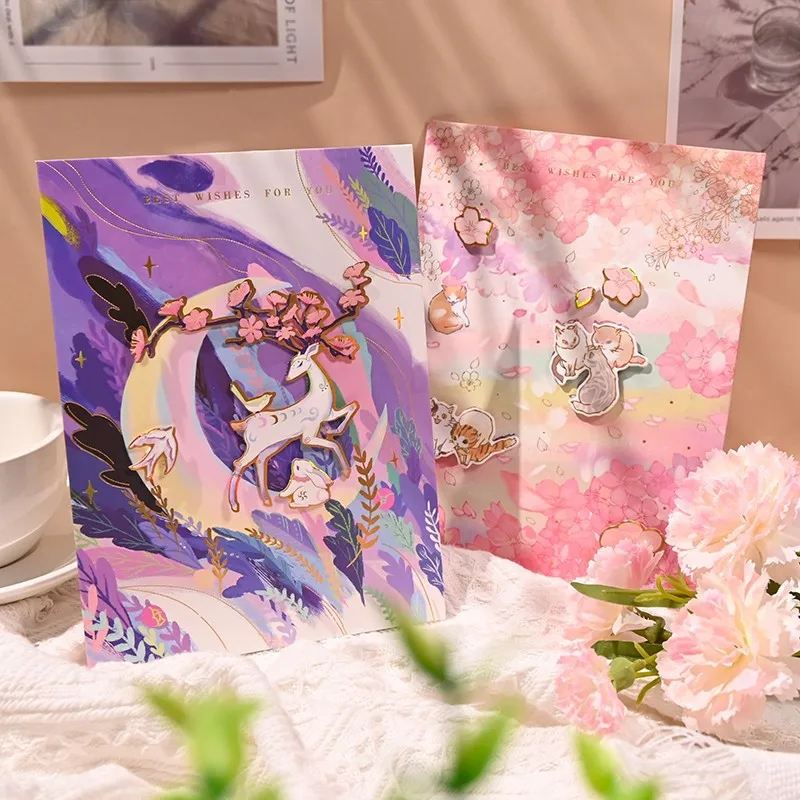 Pop Up Moonlight Deer Habitat Card Creative Birthday Wishes Christmas Moon and Stars Gratitude Beautiful Gifts Thank You Cards - Image 2
