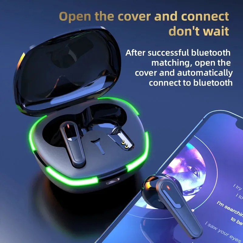 Portable Sports Wireless Bluetooth Earbuds RGB Lighting Noise Cancelling HiFi Stereo Sound Built‑in Mic Headphones - Image 3
