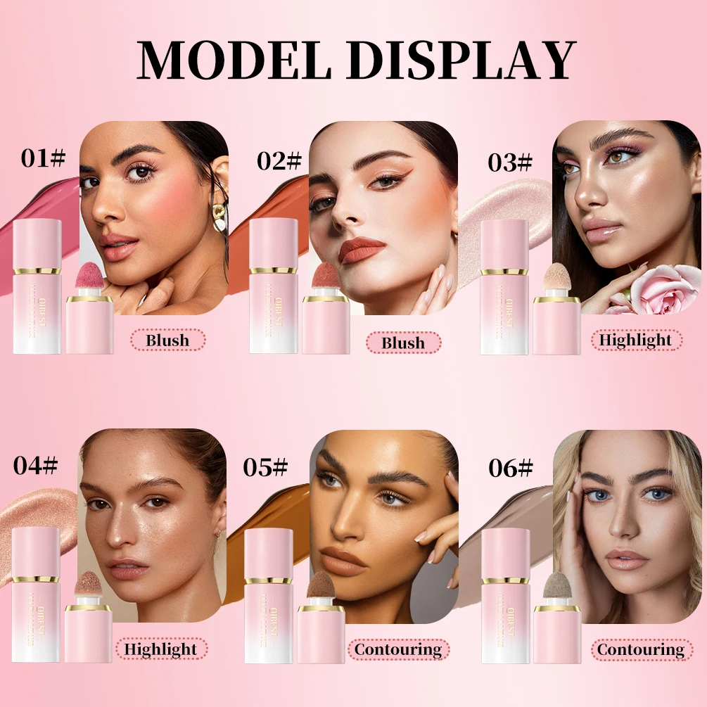 QIBEST Matte Face Liquid Blusher Smooth Cheek Eye Blush Highlighter Multi-Use Stick Rouge Lasting Liquid Contour Bronzer Makeup - Image 3