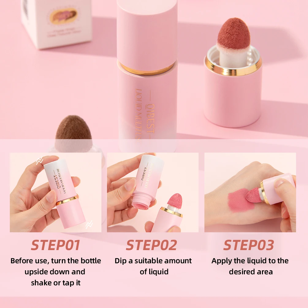 QIBEST Matte Face Liquid Blusher Smooth Cheek Eye Blush Highlighter Multi-Use Stick Rouge Lasting Liquid Contour Bronzer Makeup - Image 6