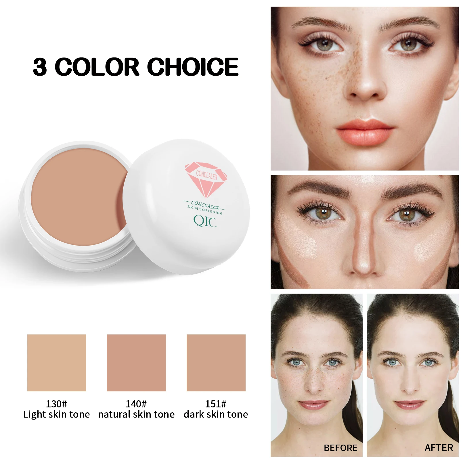 QIC Waterproof & Sweatproof Concealer Cream - Tattoo Coverage, Long-Lasting Foundation, Natural, Full Coverage, All Skin Types - Image 2