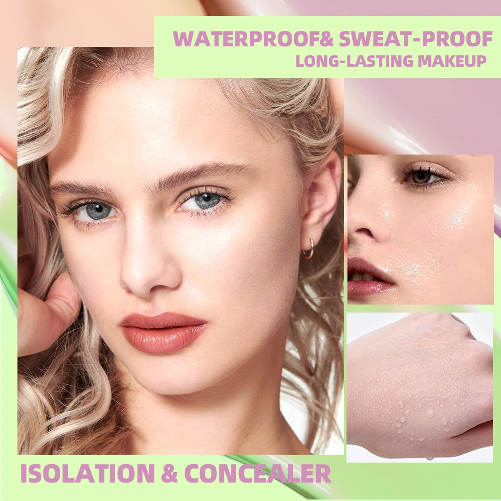 Qibest Three Color Press Release Cream Concealer Isolate Makeup Facial Base Brightening Cream Liquid Concealer Face Primer - Image 2