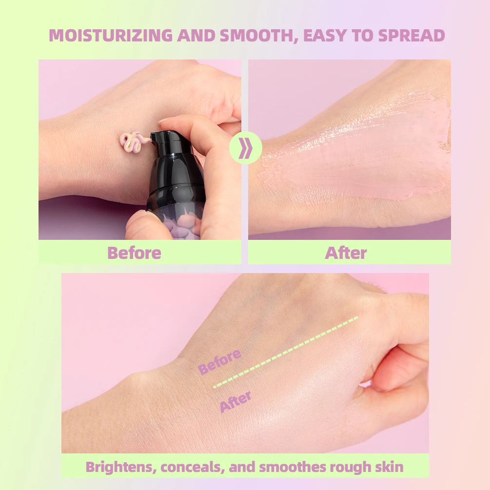 Qibest Three Color Press Release Cream Concealer Isolate Makeup Facial Base Brightening Cream Liquid Concealer Face Primer - Image 5