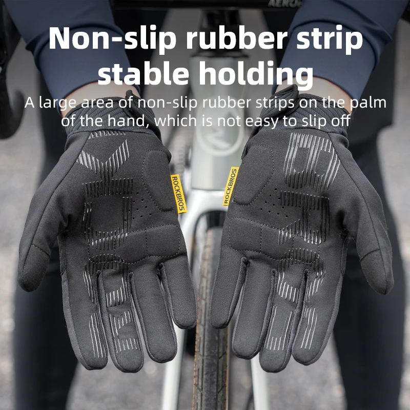 ROCKBROS Winter Cycling Gloves Thermal Windproof Warm Full Finger Gloves Touch Screen Men Women Outdoor Sports Bicycle Gloves - Image 2