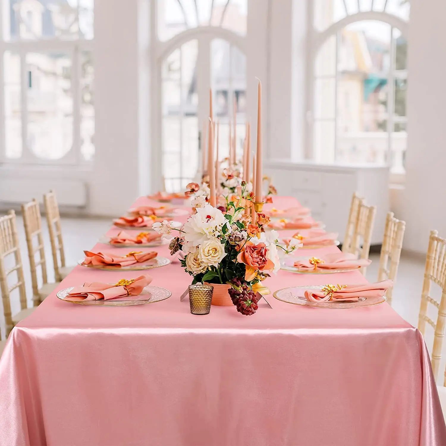 Rectangle Wedding Satin Large Tablecloth Bright Smooth Silk Table Cover Christmas Banquet Anniversary Dining Party Table Decor - Image 2