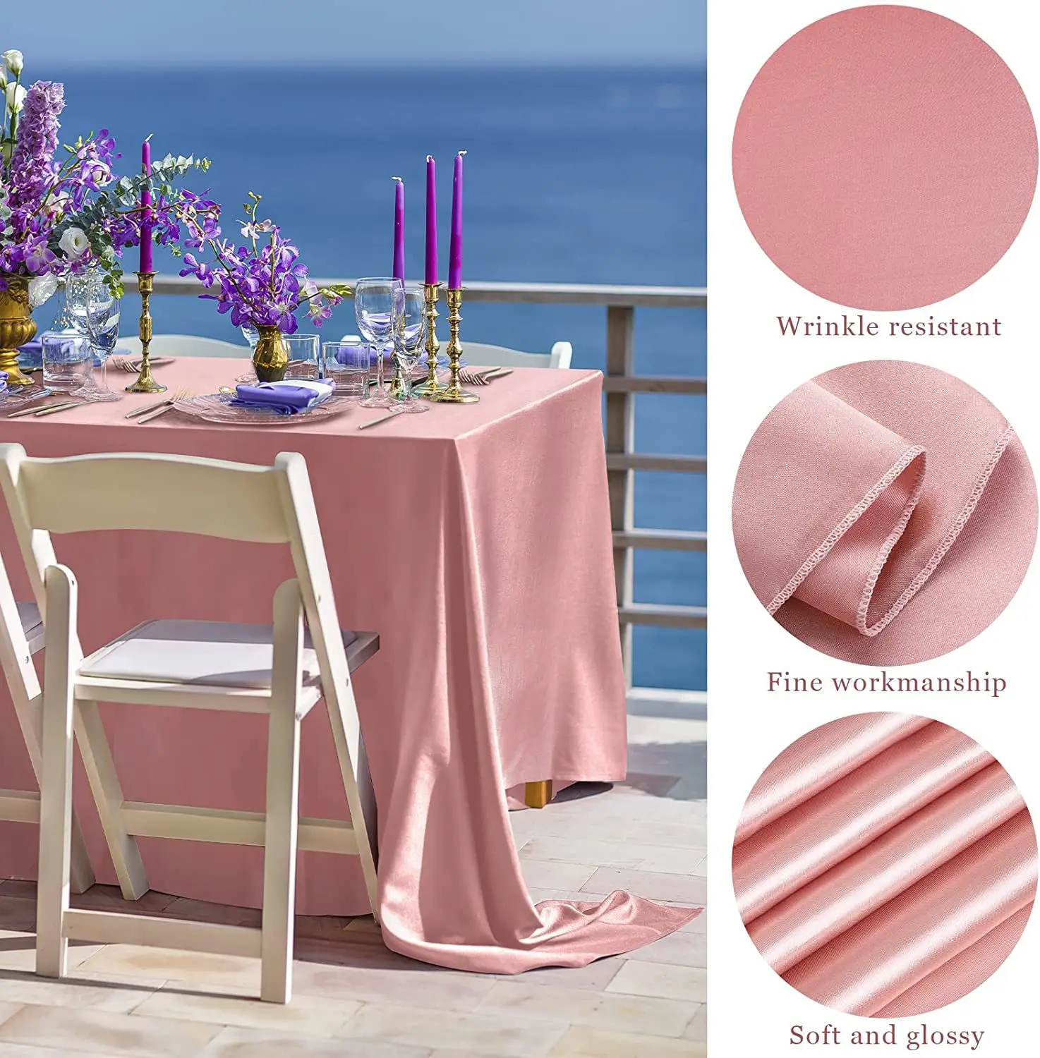 Rectangle Wedding Satin Large Tablecloth Bright Smooth Silk Table Cover Christmas Banquet Anniversary Dining Party Table Decor - Image 6