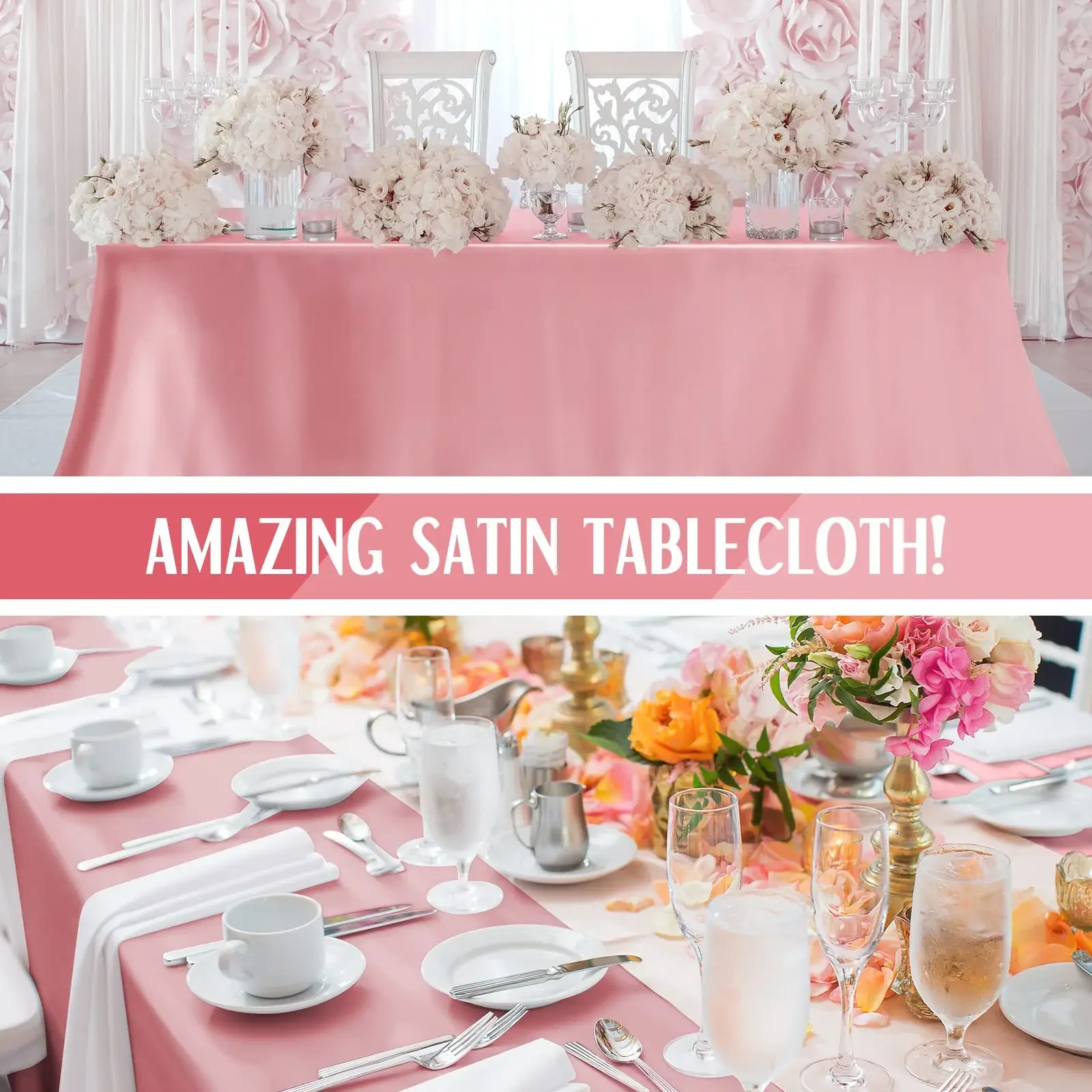 Rectangle Wedding Satin Large Tablecloth Bright Smooth Silk Table Cover Christmas Banquet Anniversary Dining Party Table Decor - Image 5