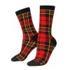 Red Black Tartan Check Scottish Pattern Casual Sports Socks Comfortable Breathable Non-slip Socks Novelty Warm Hip Hop Socks