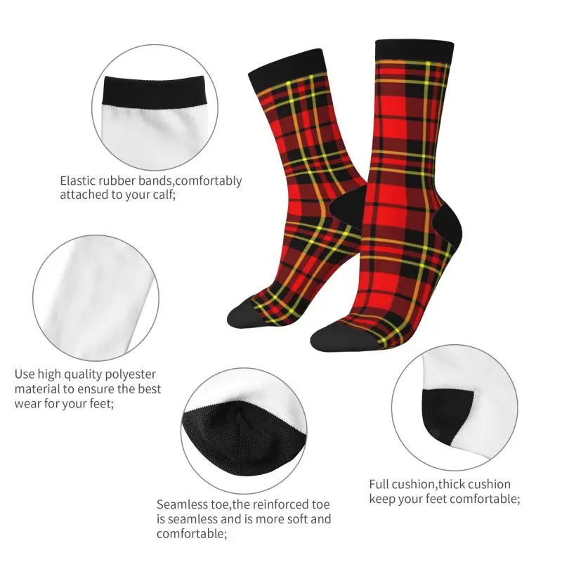 Red Black Tartan Check Scottish Pattern Casual Sports Socks Comfortable Breathable Non-slip Socks Novelty Warm Hip Hop Socks - Image 3