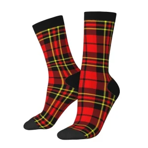 Red Black Tartan Check Scottish Pattern Casual Sports Socks Comfortable Breathable Non-slip Socks Novelty Warm Hip Hop Socks