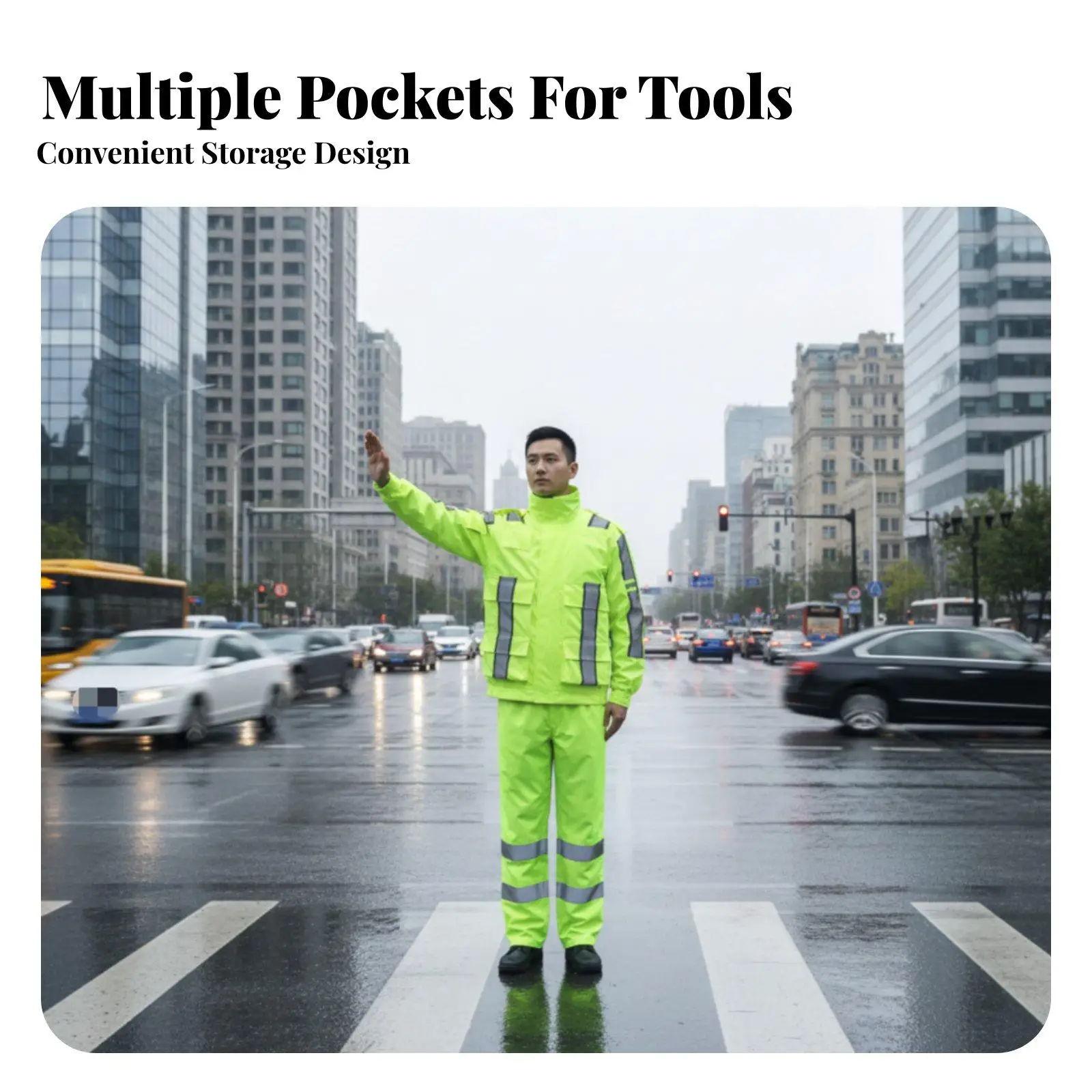 Reflective Rain Suit Long-Lasting High Visibility Rain Suit Windproof - Image 2