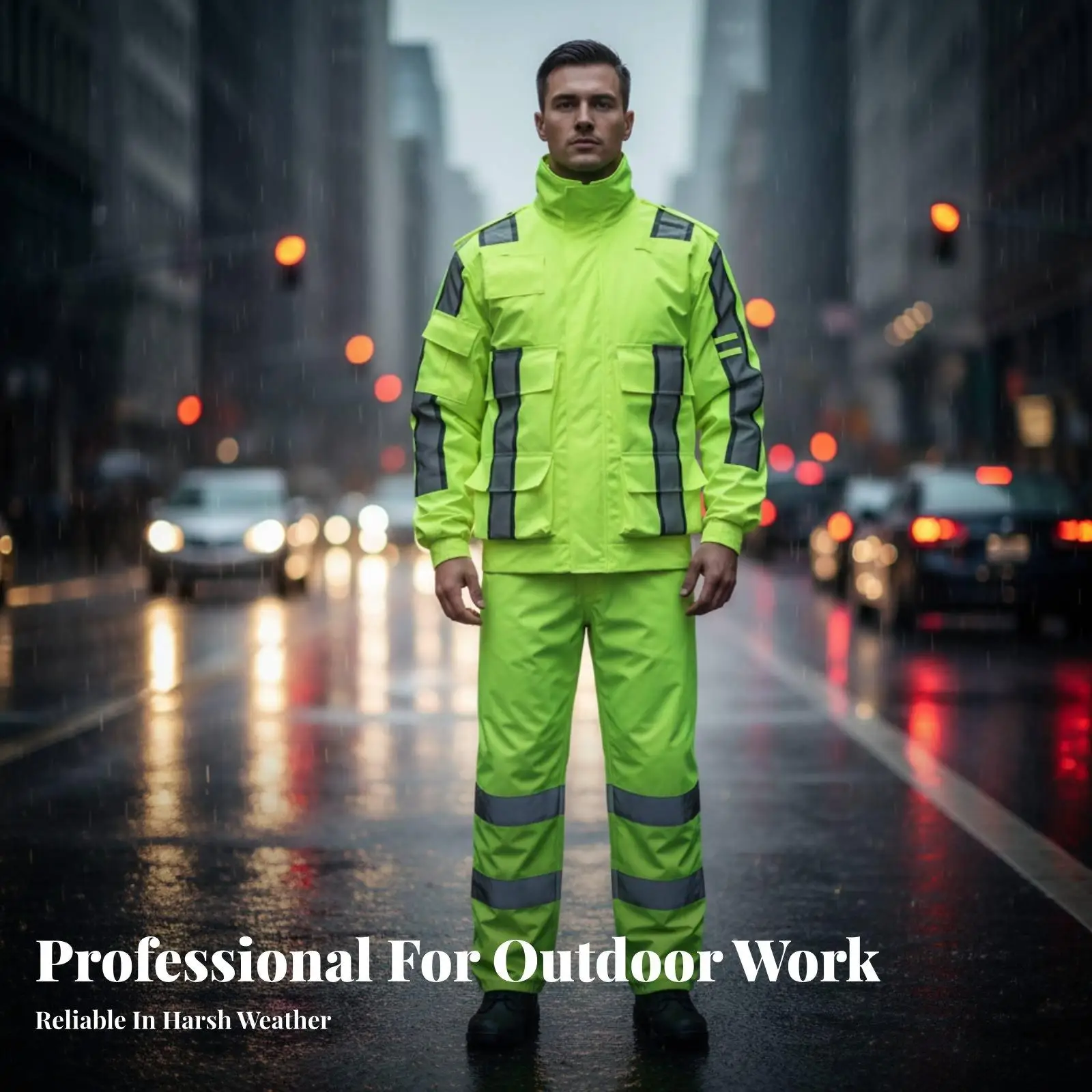 Reflective Rain Suit Long-Lasting High Visibility Rain Suit Windproof - Image 4