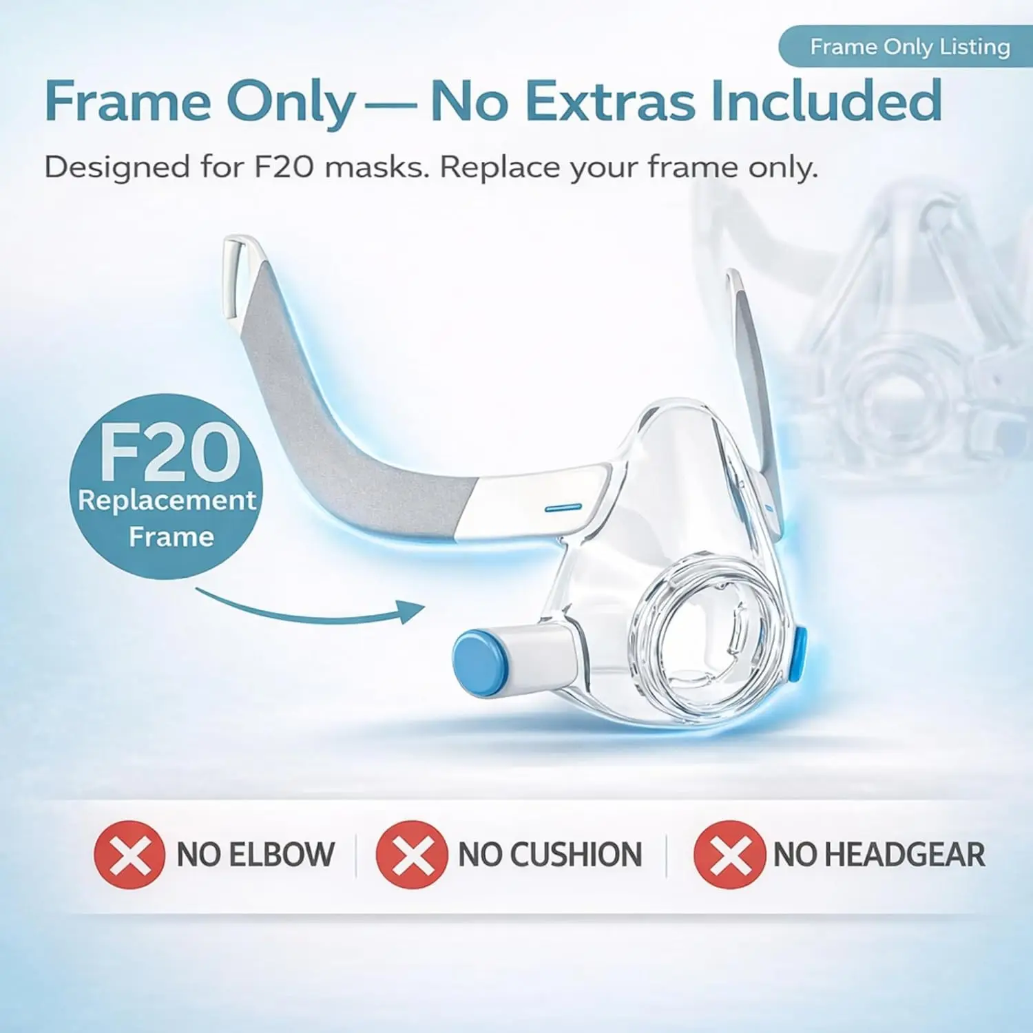 Replacement Frame for ResMed AirFit F20/AirTouch F20 CPAP Mask Lightweight Durable Frame No Headgear or Cushion Included - Image 4