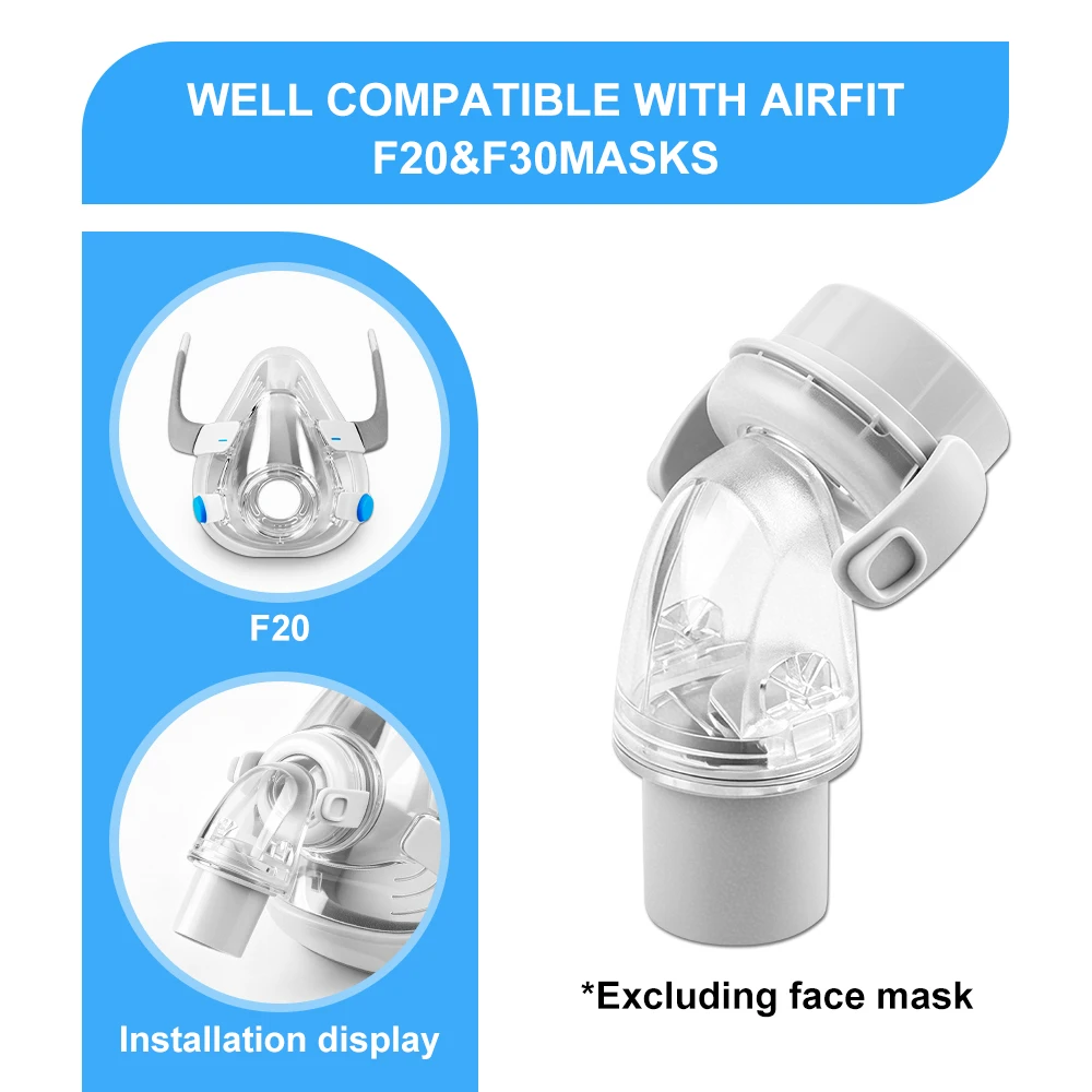 Replacement Tubing Elbow Connector for AirFit F20 Ventilator Face Mask CPAP Mask Mouth Nasal Mask for Sleep Apnea Accessories - Image 2
