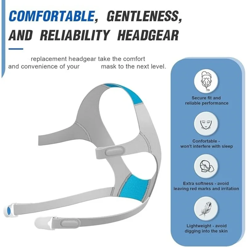 ResMed F20 CPAP Mask Replacement Headgear, for ResMed Airfit/AirTouch F20 Headgear,oft Skin-Friendly Fabric (Standard Size, Blue - Image 5