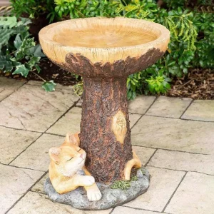 Resin Outdoor Bird Bath Decorative Yard Garden Decoration Cat Statue Sculpture Birdbath Tray Figurine