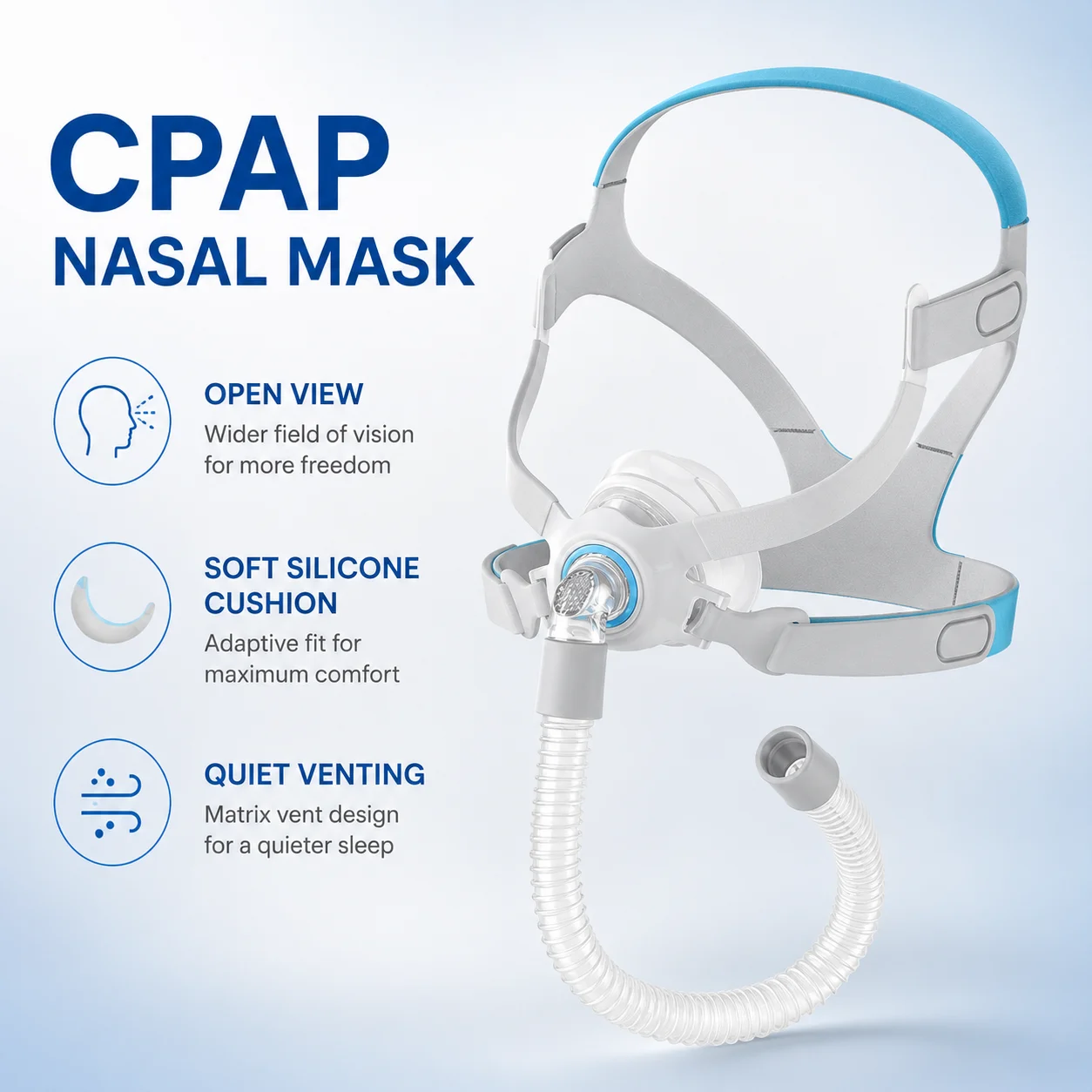 Resoxy New CPAP Nasal Mask Anti Snoring Sleep Apnea Medical Mask With Headgear Hose Helps Sleep For CPAP BiPAP Machine Device - Image 6