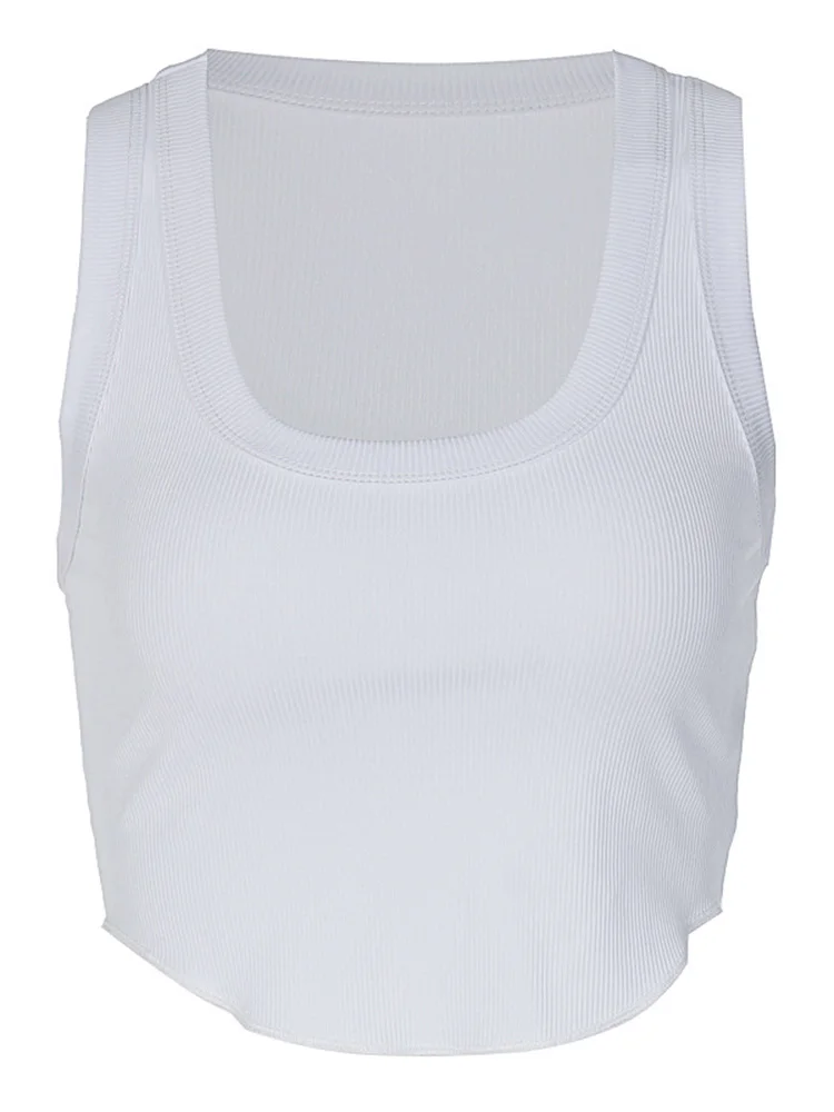 Ribbed Square Neck White Sexy Slim Y2K Crop Tank Top Summer Women Goth Clothes Streetwear Vacation Casual Wholesale - Image 5