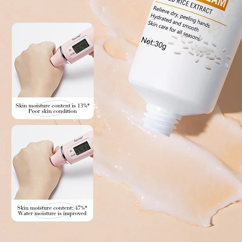 Rice Hand Cream Volumizing Rejuvenating Nourishing Moisturizing Refreshing Non-Greasy Hand Care Cream 30g - Image 2