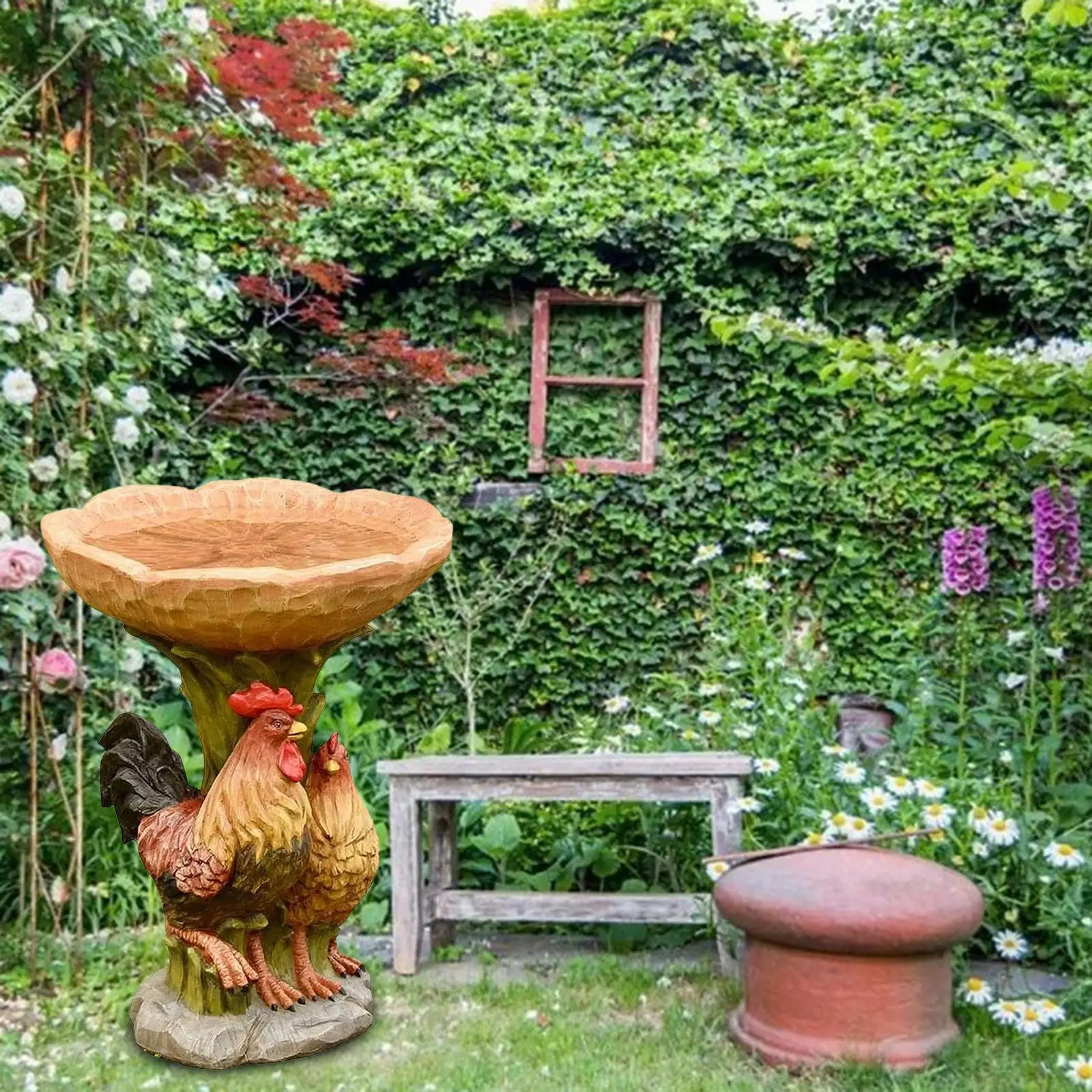Rooster Statue Figurine Lawn Landscape Resin Feeder Garden Bird Bath Bowl for Balcony Outdoor Hummingbird Porch Housewarming Rooster Statue Figurine Lawn Landscape Resin Feeder Garden Bird Bath Bowl for Balcony Outdoor Hummingbird Porch Housewarming