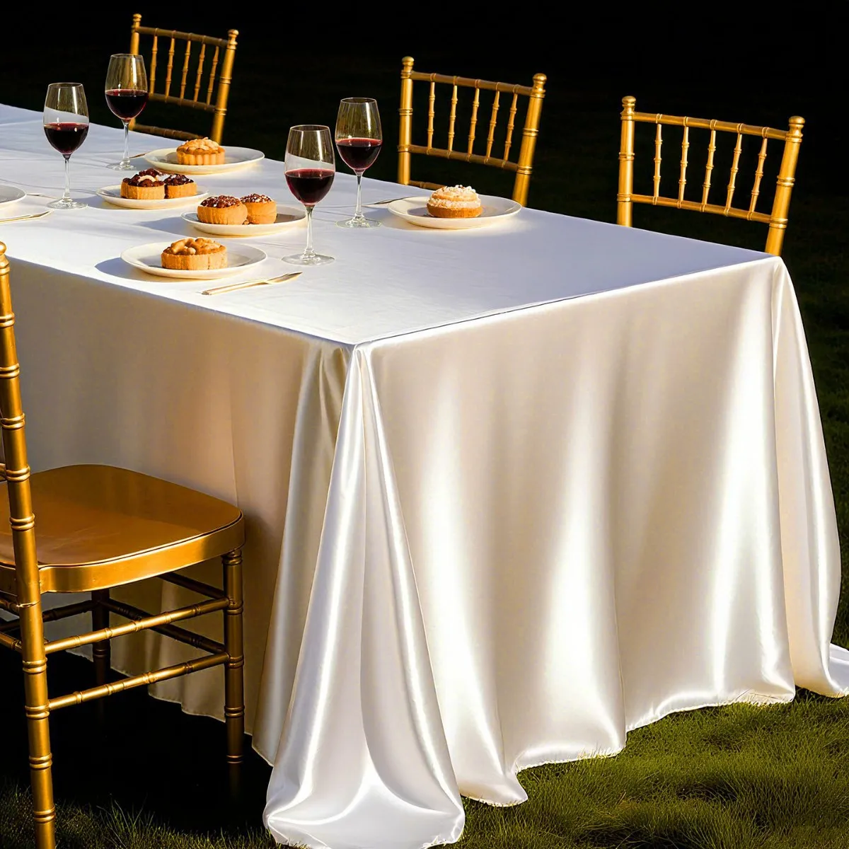 Rose Gold Satin Tablecloth,Nordic Style Elegance Wedding Dust-Proof Table Cover,For Dinning Birthday Party Tabletop Decor - Image 2