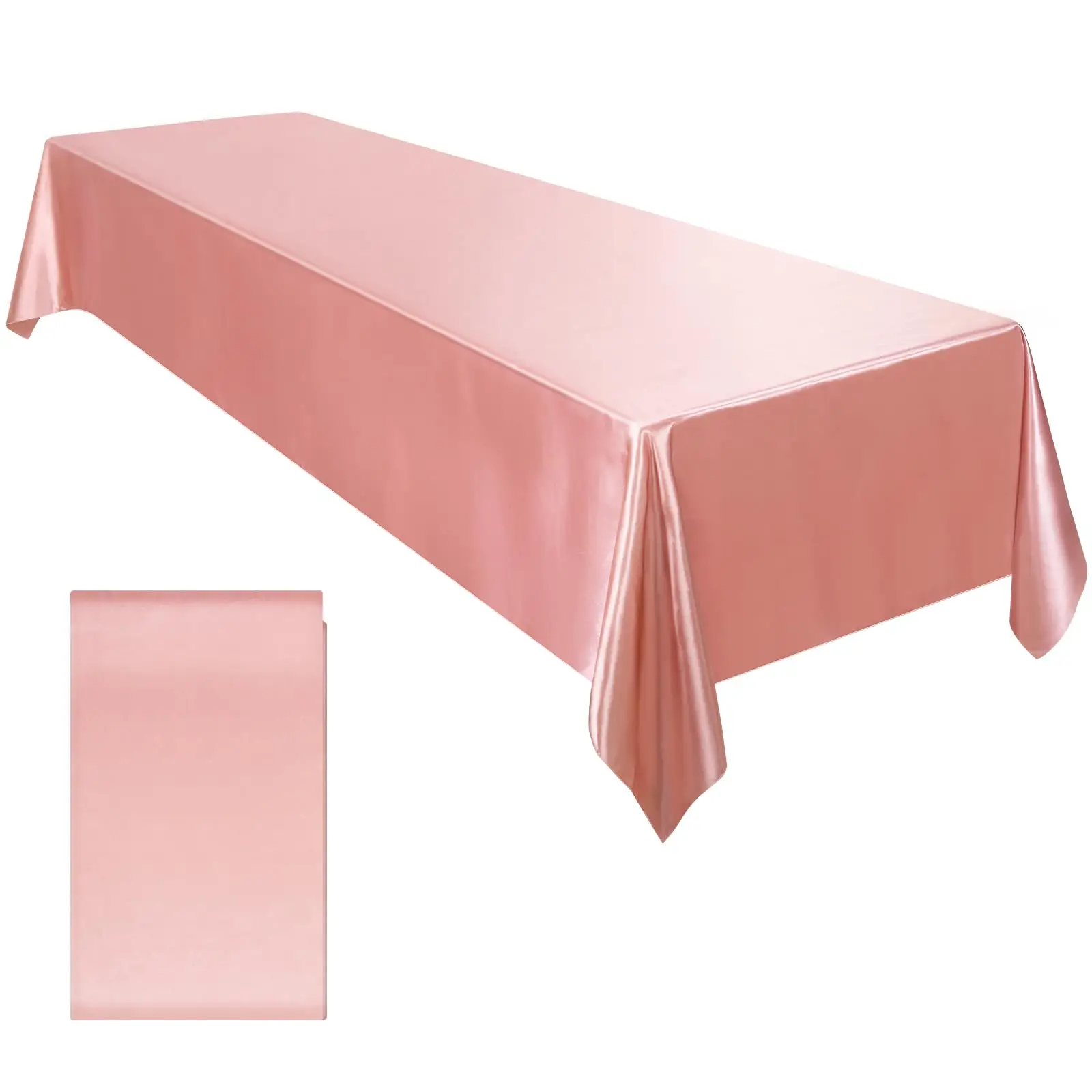 Rose Gold Satin Tablecloth,Nordic Style Elegance Wedding Dust-Proof Table Cover,For Dinning Birthday Party Tabletop Decor - Image 3