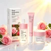 Rose Skincare Set: Hyaluronic Essence, Moisturizing Whitening Eye Cream, Face Cream for Dry Skin