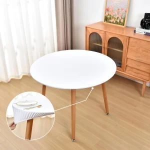 Round Fitted Table Covers, Spandex Round Tablecloths with Elastic, Non-Slip Dining Circle Table Cloths for Kitchen Dining Party