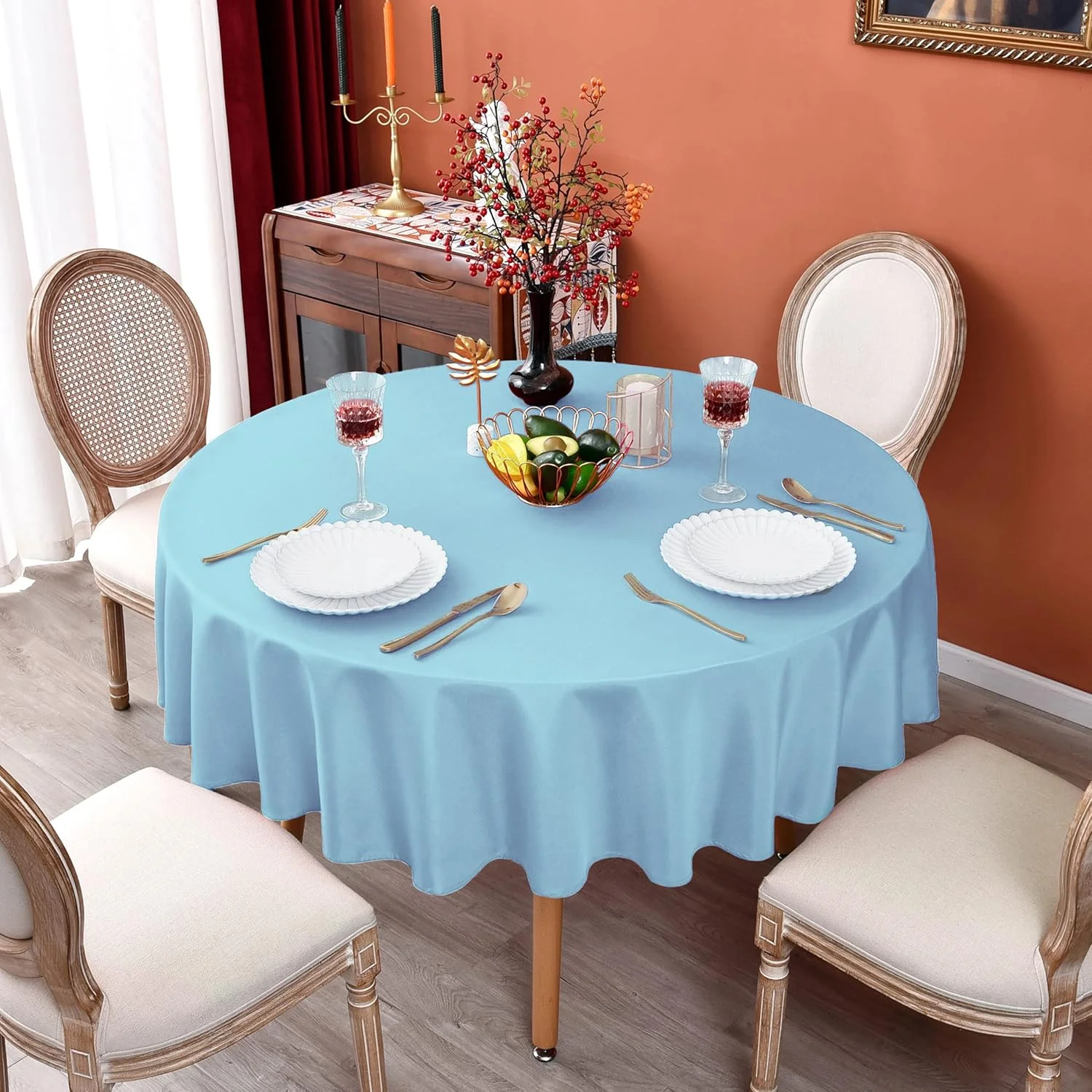 Round Satin Tablecloth Bright Smooth Silk Wedding Table Cover Christmas Decoration Banquet Anniversary Dining Party Table Decor - Image 6