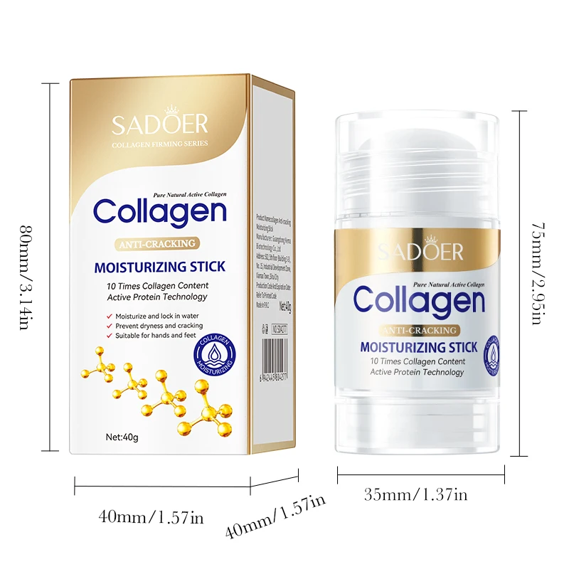 SADOER Collagen Hand & Foot Cream Stick Moisturizing Anti Cracking Whitening Anti Wrinkles Anti-Aging Hands Skin Care Products - Image 6