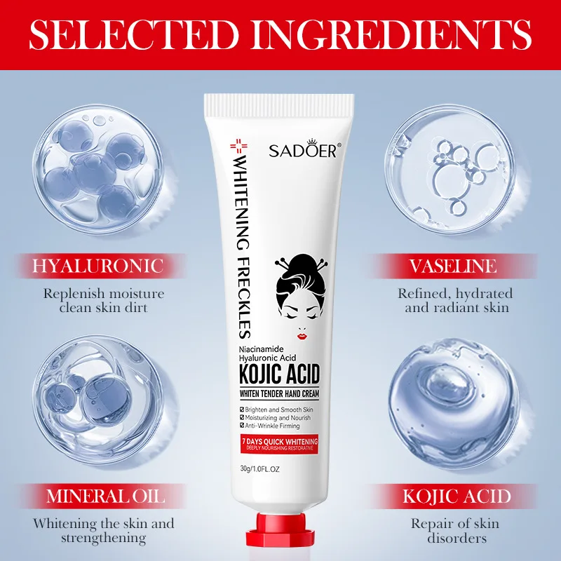 SADOER Kojic Acid Hand Cream Moisturizing Nourishing Brightening Hydrating Hand Creams Beauty Hands Skin Care Products - Image 4