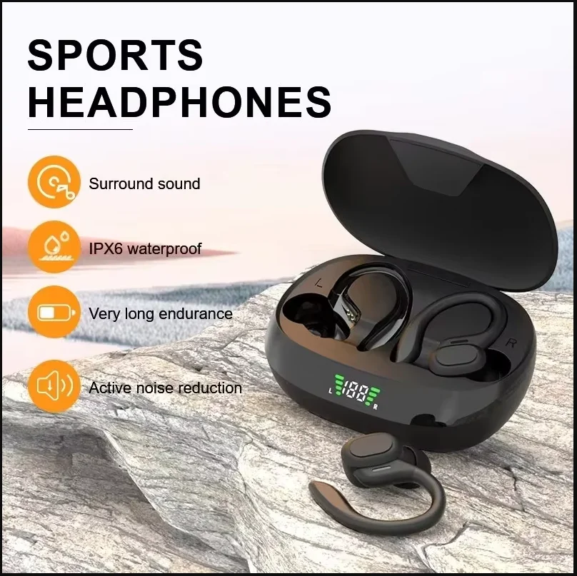SP16 Wireless Earbuds Ear Hook Sports Stereo Headset HiFi Waterproof with Mic TWS Wireless Earphones for Business Office Travel - Image 2