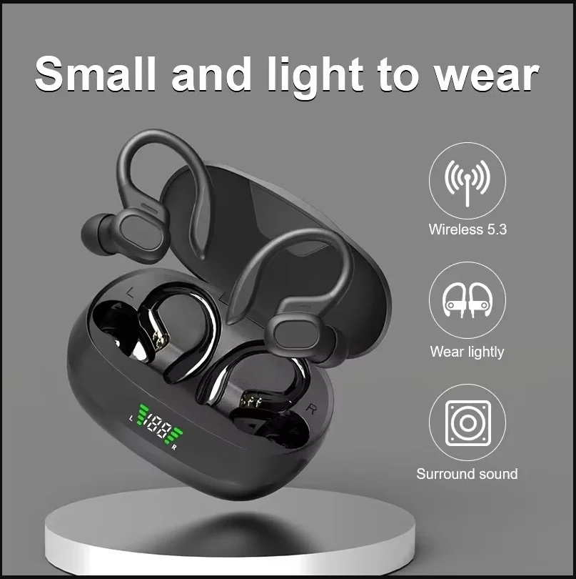 SP16 Wireless Earbuds Ear Hook Sports Stereo Headset HiFi Waterproof with Mic TWS Wireless Earphones for Business Office Travel - Image 3