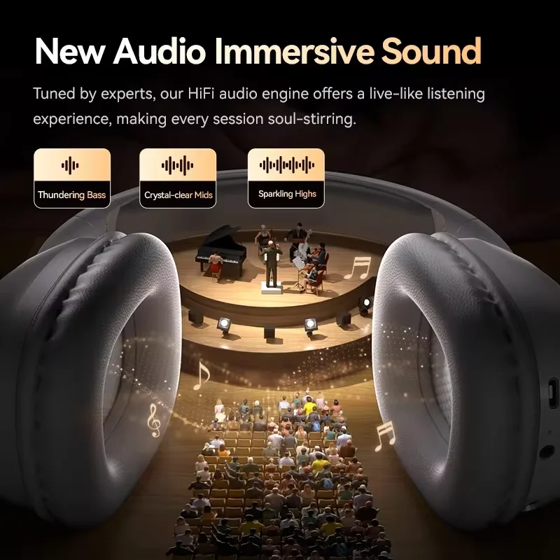 SY-T11 Wireless Headphones Bluetooth 5.3 Over Ear Headset With Mic Bass/Pop Mode Hi-Res HiFi Wired Headphones 90H APP For XiaoMi - Image 4
